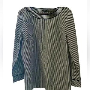 Talbots 100% Cotton Striped Long Sleeve Blouse Women’s Size Large